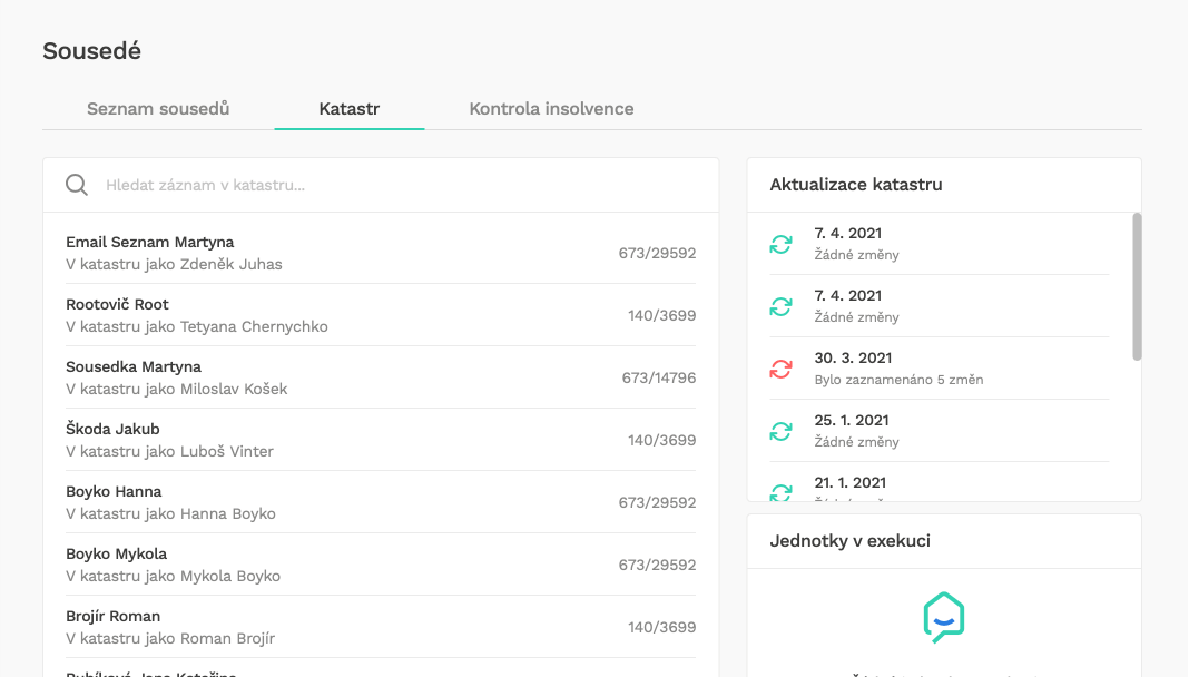 Ukázka portálu pro SVJ/BD Sousedé.cz